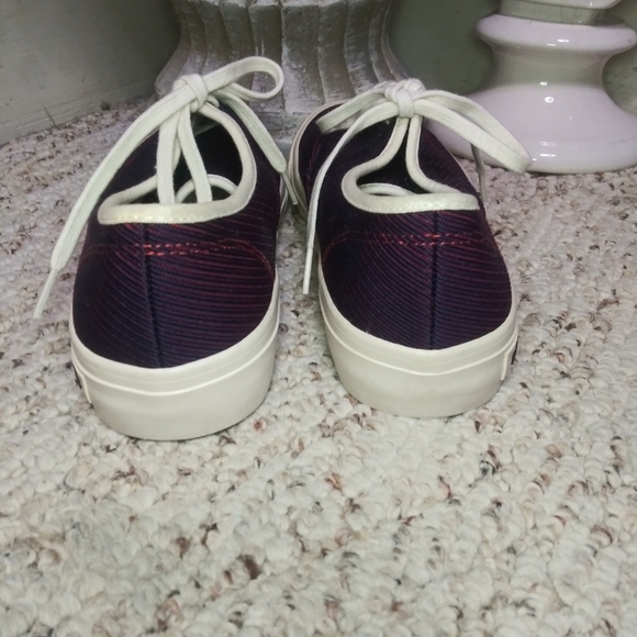 SeaVees X Derek Lam 10 Crosby Navy & Red Textured Stripe Fabric Legend Sneakers - Picture 7 of 9